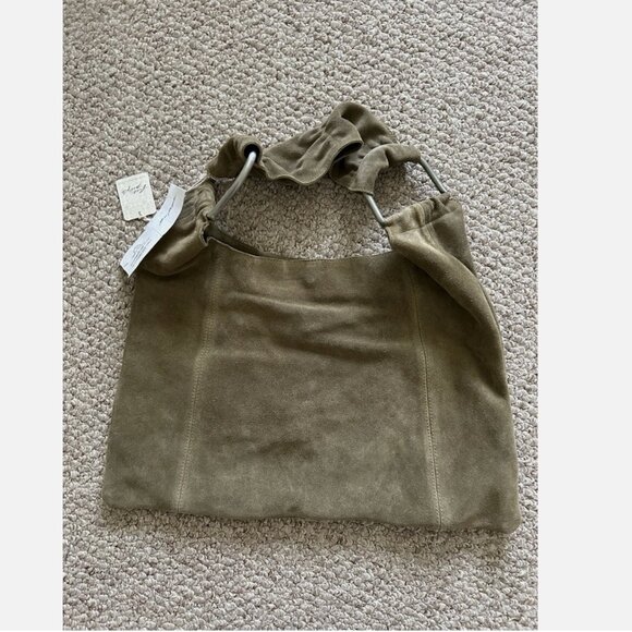 Free People NWT Bobbi Slouch Suede Leather Sand Color Tote - Picture 6 of 11